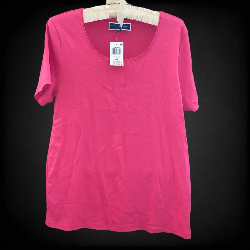 Karen Scott Pink Casual Basic T-Shirt